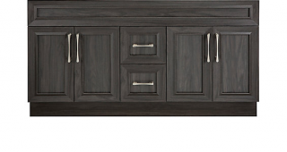 Karoo Ash 60-inch W 2-Drawer 4-Door Vanity in Brown - Small crack on front, no top