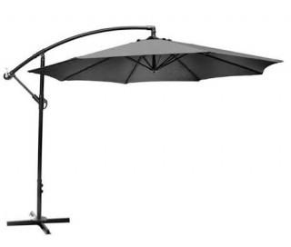 10 ft. Square Offset Patio Umbrella in Graphite with LED Lights