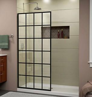 French Linea Toulon 34-inch x 72-inch Frameless Rectangular Shower Door in Patterned Glass