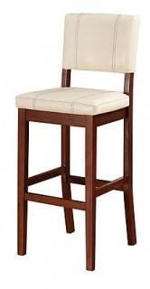Solid Wood Walnut Contemporary Full Back Armless Bar Stool with Espresso Faux Leather Seat