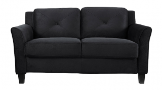 Lifestyle Solutions - CC-HRF-KS3-M26-BK-VA - Microfibre Sofa - Blk with Curved Arm 