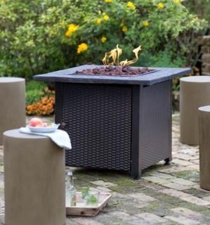 Plow & Hearth Faux Wicker Propane Fire Pit Table (PLHE2109) - GAD1401M