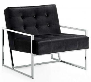 Meridian Furniture 522Black Alexis Chrome Accent Chair