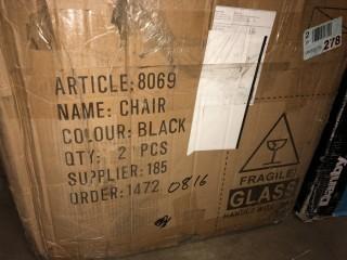 BLk Metal & Leather chair - 2pcs - P6822CH12