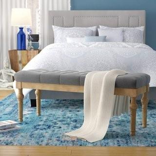 Bungalow Rose Brockwell Button Tufted Wood Bench (BGRS2127_23805944) - Beige