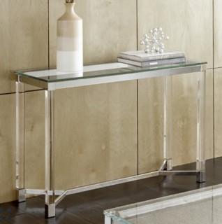 Steve Silver Talia Glass Top Acrylic Console Table in Chrome