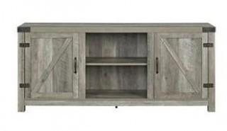 58" Barn Door TV Stand  with Side Door - W58BDSDGW - Grey Wash 