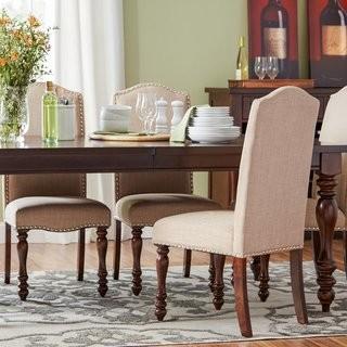 Three Posts Lanesboro Side Chair (THRE1891) - Set of 2 - Beige w/Brown Cherry Finish