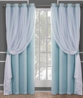 Exclusive Home Premium Quality Set of 2 Grommet Panels Aqua EH8256-06