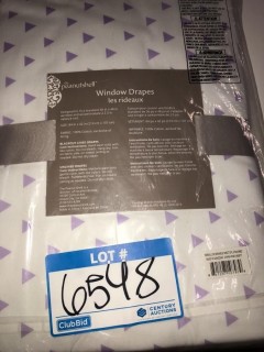 The Peanutshell Window Drapes White w Purple Accents