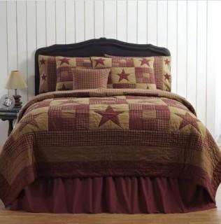 Ninepatch Cotton Star Quilt w Shams