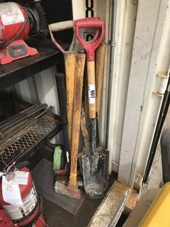 Lot of Asst. Shovels, Axes, Sledge Hammer, Pick Axes