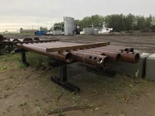 (7) Single Helix 20' w/ Asst. DOM, 9" Pipe, Misc. Helix Piles, (2) Steel Saw Horses
