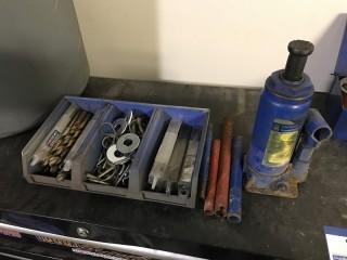 Lot of Asst. Heavy Duty Drill Bits and Bottle Jack
