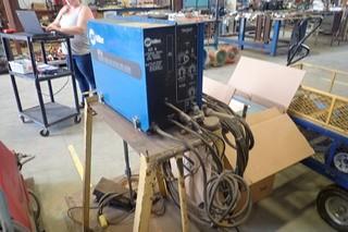 Mobile Welding Cart w/ Miller XRA Extended Reach Air Cooled Wire Feeder and Miller RFCS-14HD Foot Pedal. 