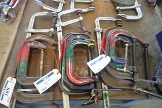 Lot of 9 Asst. C-clamps and 3 Bar Clamps.