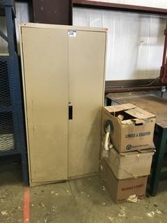 2-door Metal Storage Cabinet w/ Contents. 