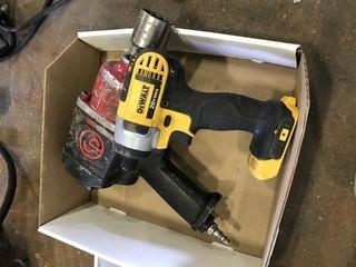 Lot of Chicago Pneumatic 3/4" Pneumatic Impact and DeWalt 20amp 1/2" Cordless Impact. NOTE: NO BATTERY. 