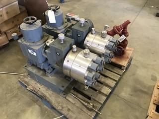 Lot of 2 Fuji Pumps w/ Makishinko AOKP 80L 15 T Speed Reducer and Farris Valves. 