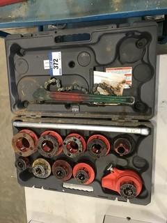 Lot of Ridgid Manual Threader w/ Asst. Dies and Pipe Wrench.