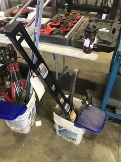 Lot of Tubing Bender, Bolt Cutter, Level and 5 Pipe Wrenches.