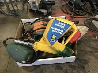 Lot of Ridgid Belt Sander, Canwood Palm Sander and Handheld Sand Blaster.