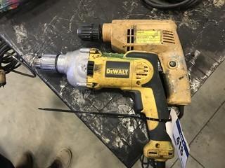 Lot of PowerFist 3/8" Drill and DeWalt 1/2" Drill.