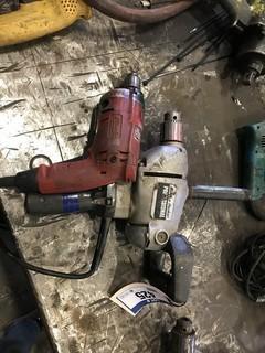 Black & Decker 1/2" Drill and Milwaukee 3/8" Drill. 