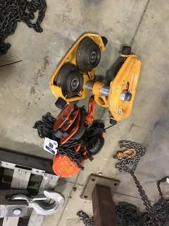 Lot of 3-ton Chain Fall and Kito TS2-824 Trolley.