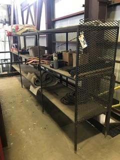 Lot of 3 Sections Heavy Duty Metal Shelving w/ Contents. 