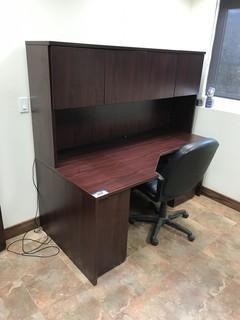 Single Pedestal Desk w/ Overhead and Task Chair. 