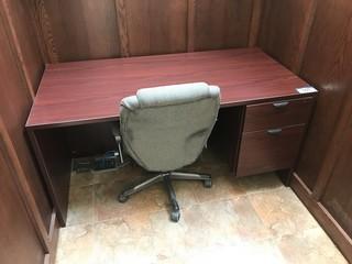 Single Pedestal Desk w/ Task Chair. 