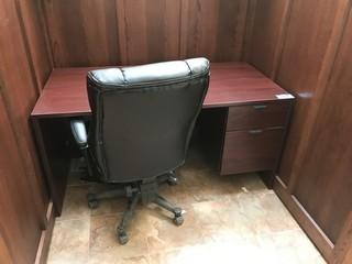 Single Pedestal Desk w/ Task Chair. 