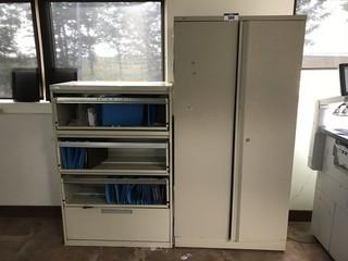 Lot of Lateral 4-drawer File Cabinet and 2-door Storage Cabinet. 