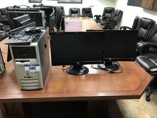 Compaq Computer w/ 2 HP Monitors and Keyboard. 