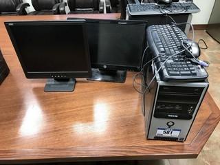 Velocity Computer w/ HP and AOC Monitors and Keyboard. 