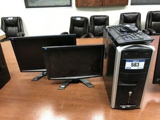 AGE Computer w/ 2 Acer Monitors and Keyboard. 