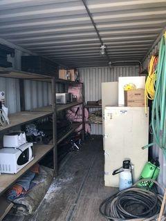 Contents of Sea Container Lot 607 including Storage Cabinets, Electrical Cable, Tarps, etc. **NOTE: RACKING NOT INCLUDED, CONTENTS MUST BE REMOVED BY TUE. AUG 14**