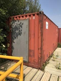 20' Sea Container w/ Shelving and Contents Including Safety Supplies, Paper Shredder, Gloves, Printer etc.
