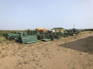 Lot of Approx. 35 Pallets Asst. Scaffolding and Safety Fence. **NOTE: ALL GREEN PIECES ON WEST FENCE**