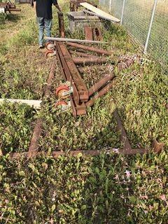 Lot of Asst. Welding Tables, Support Stands, Asst. Steel, etc. 