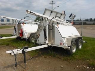 2013 Mobilight Hybrid 1200 11 kW T/A Light Tower, 870 Hrs Showing, Kubota 4 cyl, w/ (4) Solar Panels, (4) Lights, Ball / Pintle Hitch. VIN 1M9LTLLD8D1759447. **NOTE: LOCATED AT 4710-2 AVE, EDSON, AB- CONTACT DEREK @ 780-728-6249 FOR VIEWING AND PICKUP**