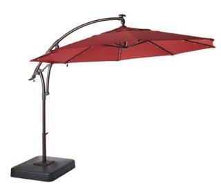 Hampton Bay 11 ft. Solar Offset Patio Umbrella - Red (1000814075)
