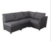 Hampton Bay Grand Prince 4-Piece Woven Sectional (1001 025 216) - Grey Finish / Cushions Included 