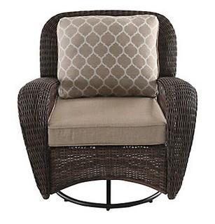 Hampton Bay Beacon Park All-Weather Wicker Rocking Dining Chair w Cushion (1001074530) 