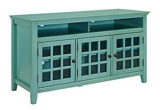 Linon Home D?cor Products 48 Inch Teal Media Cabinet with Ample Storage Space (1001045147)