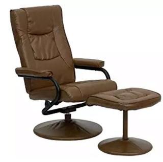 Flash Furniture Contemporary Palimino Leather Recliner and Ottoman with Leather Wrapped Base