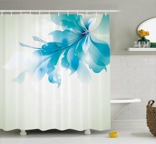 Ebern Designs Celestiel Blue Ombre Flowers Shower Curtain (EBND4018_22027603) Blue/White