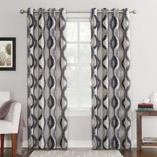 Sun Zero Antigo  Geometric Room Darkening Grommet Single Curtain Panel (TDCO1001) 2 pcs / Blue, Beige / 54" x 84"