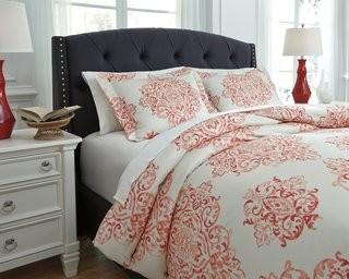 Signature Design by Ashley Fairholm 3 Piece Duvet Cover Set (WCF2645_16298707_16298711) - Coral / Queen